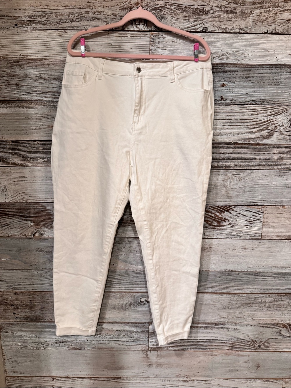 SHEIN White Skinny Jeans with Cuffed Hem